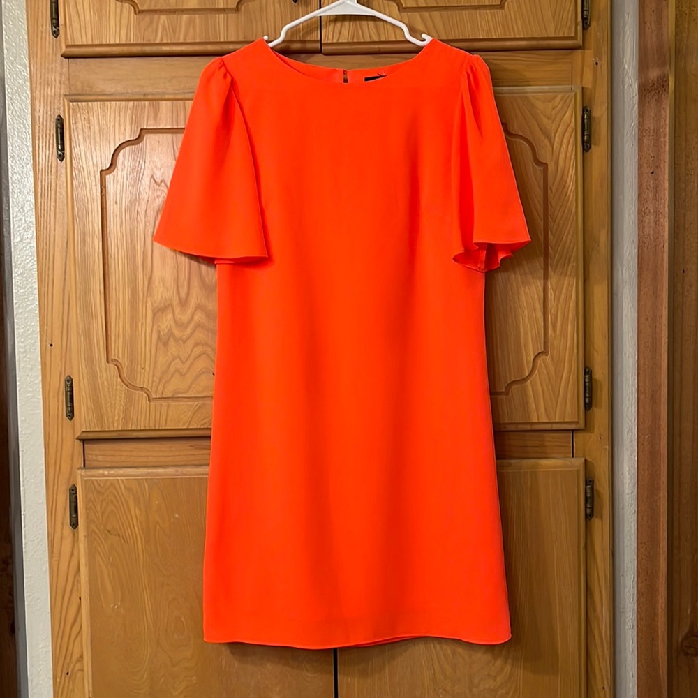 Tahari Bright Neon Coral Midi dress size XS